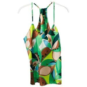 Women’s Abstract Leaves Satin Racerback Top NWT. Size Medium